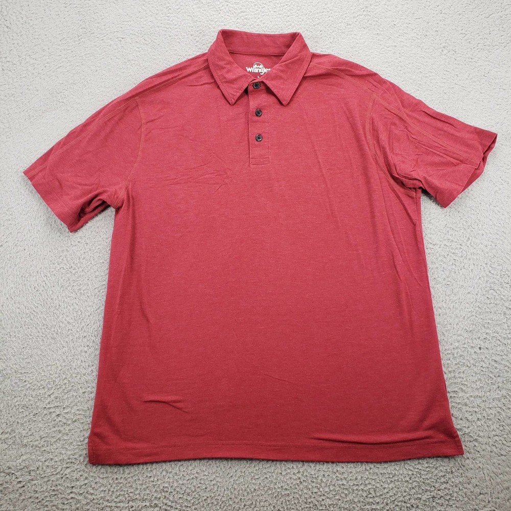 Wrangler Shirt Mens Large Red Short Sleeve Casual Polo